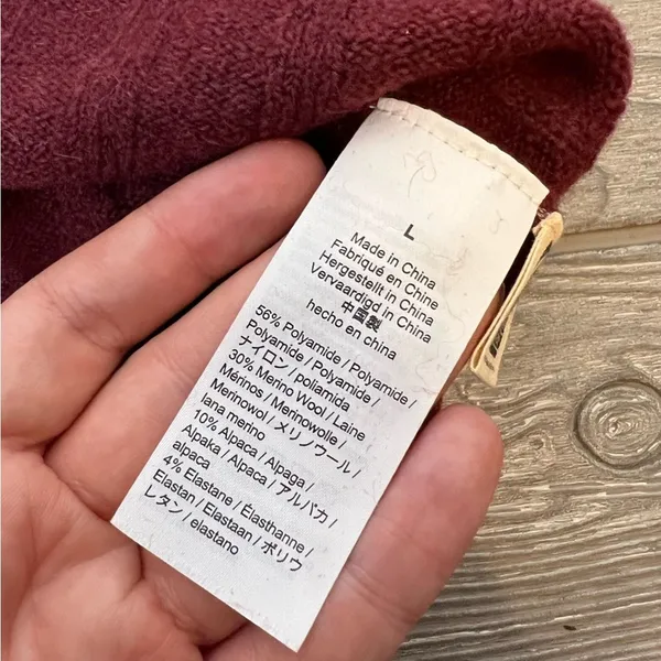 Madewell Ribbed Turtleneck Sweater Burgundy Pink Striped Merino Alpaca MC188 NEW - Image 5