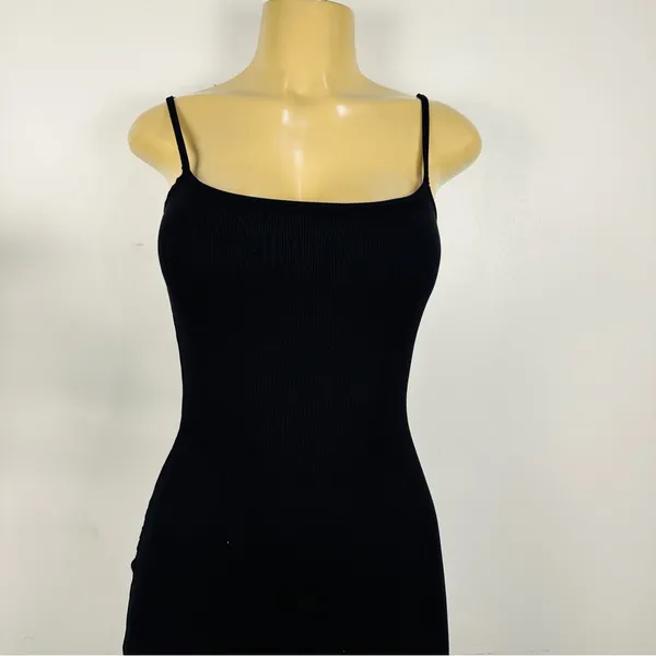 New Skims Soft Lounge Long Slip Dress Sz L Onyx Ribbed Maxi Bodycon - Image 2