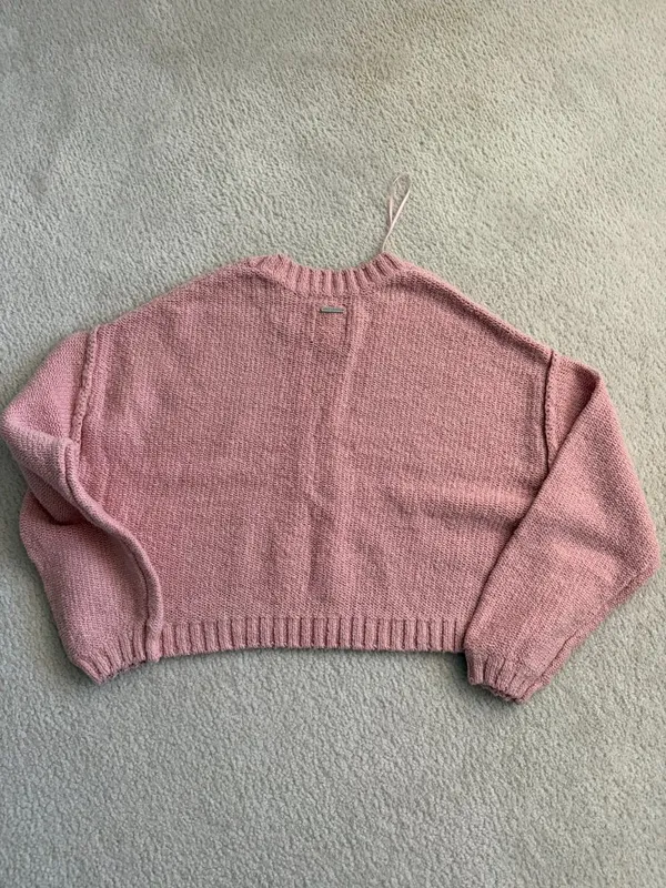 Billabong Shades Cotton Blend Crop Sweater in M (light pink, boxy/cropped fit) - Image 6