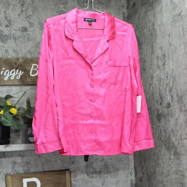 NWT INC International Concepts 2-Piece Collar Pajama Set Magenta Chain Pink L - Image 3