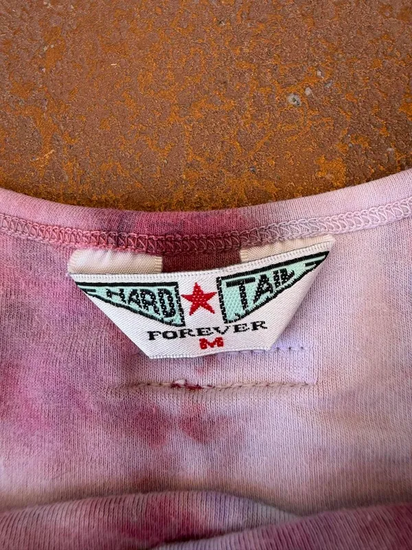 Free People Y2K vtg Hard Tail Forever pink & white long tie-dye tank top sz M #tiedye - Image 5