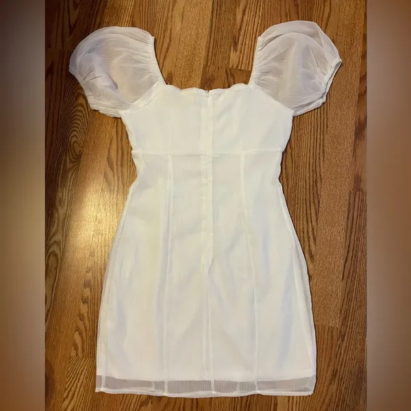 ALTAR’D STATE White Sheer Puff Sleeve Mini Dress, Small - Image 2