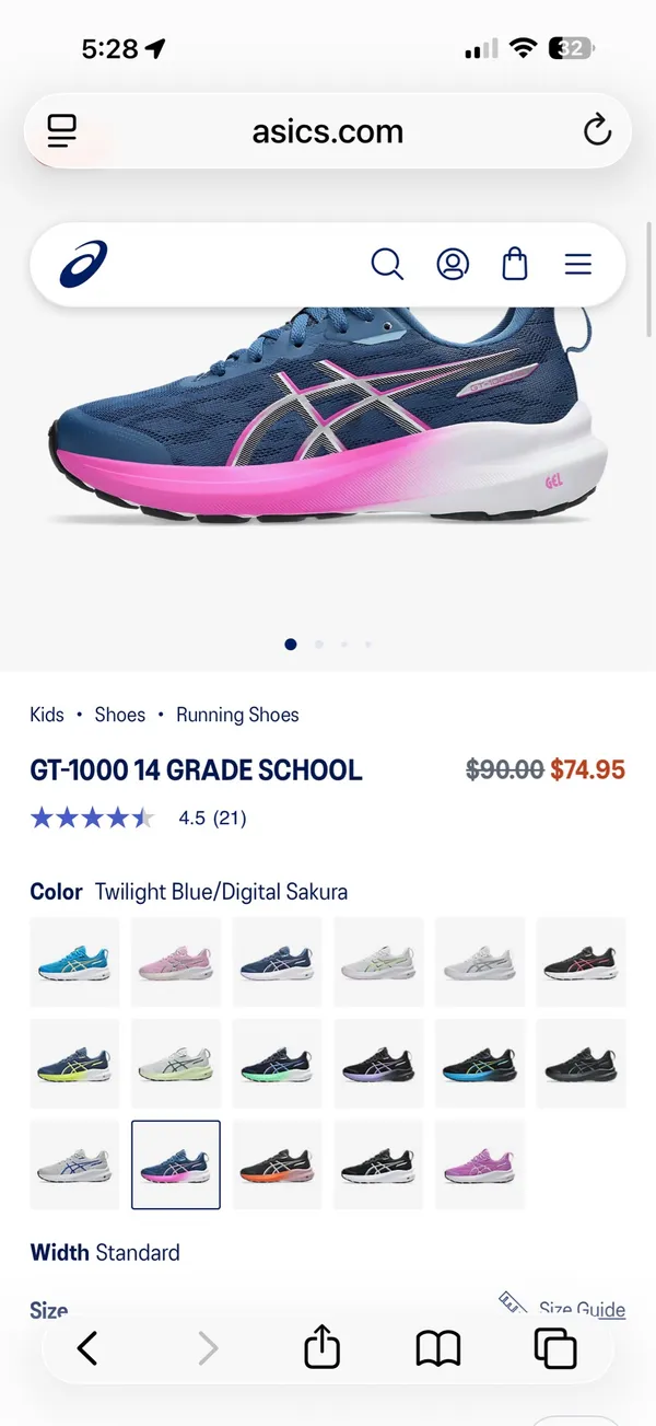 ASICS GT-1000 Running Shoes size 7W/5.5Y - Image 5