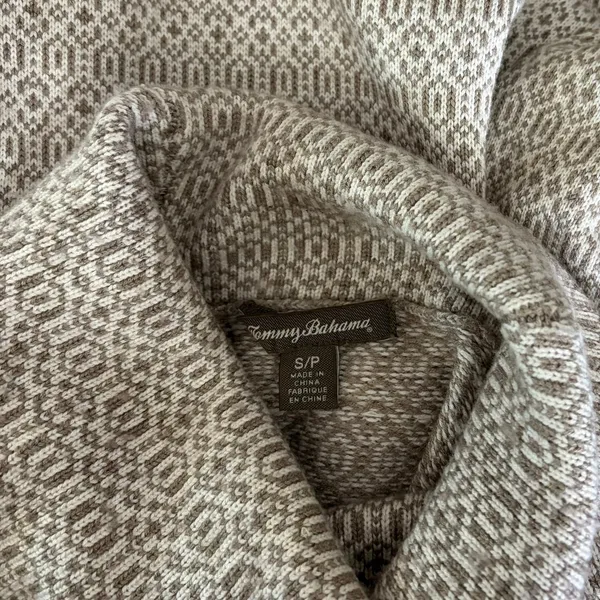 TOMMY BAHAMA Wool Blend Cowl Neck Sweater‎ Coastal Geometric Raglan Knit Small - Image 10