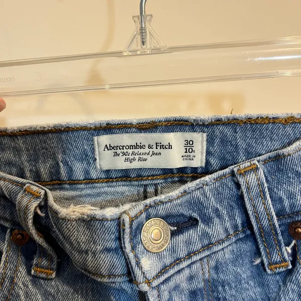 Abercrombie & Fitch Jeans 90s Relaxed High‎ Rise Rigid Denim Split Seam 30 / 10 - Image 7