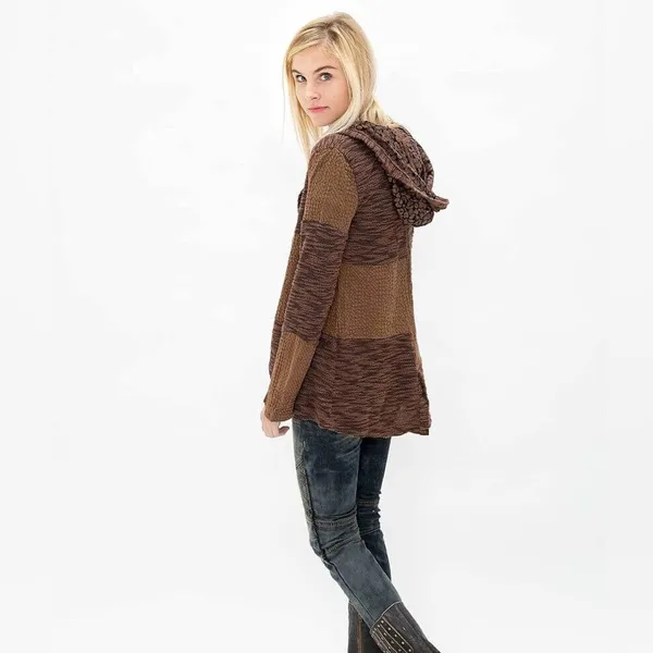 Gimmicks by BKE pieced open cardigan brown casual boho women's size small - Image 2