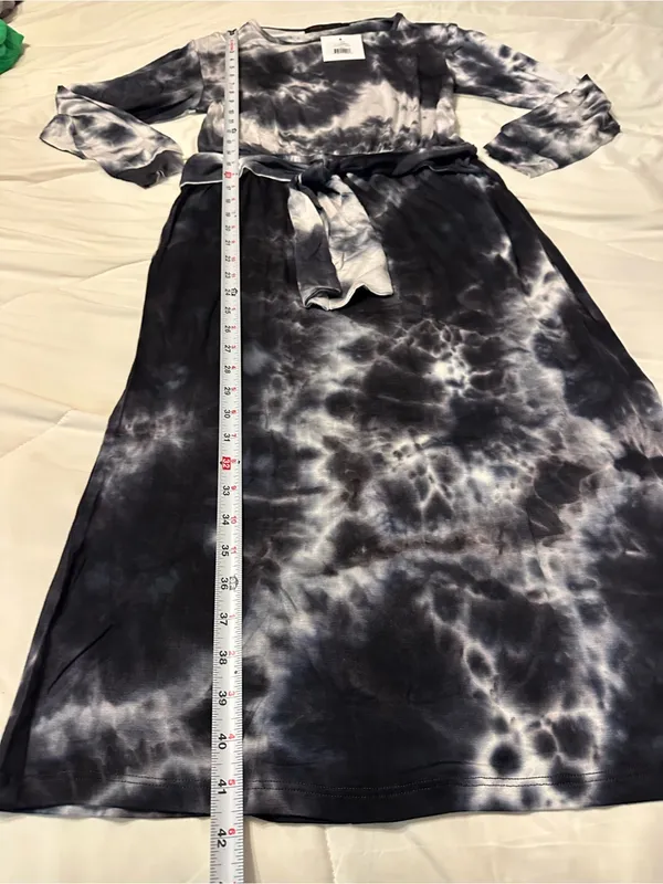 Fraiche by J Tie-Dye Long Sleeve Midi Slit Dress with Waist Tie - NWT - Size S - Image 11