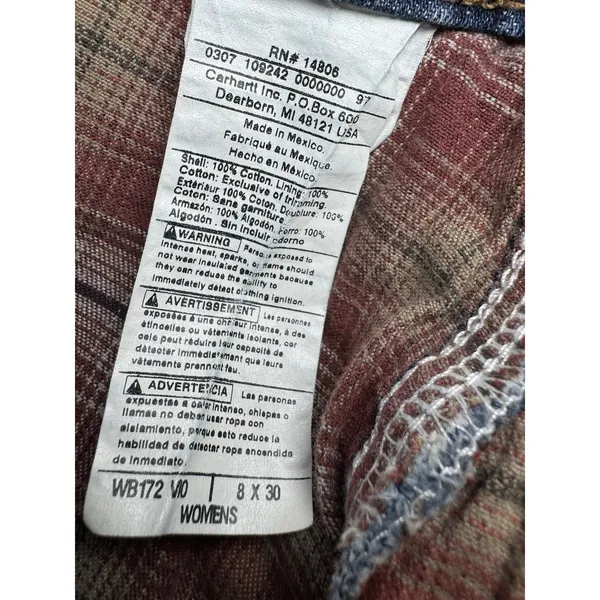 Carhartt Flannel Lined Straight Leg Jeans Womens Size 8X 30 Blue Denim - Image 10
