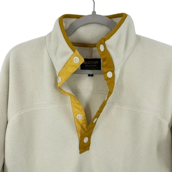 Burton Anouk Fleece Pullover Cream Mustard Yellow Snap Neck Jacket Gorpcore‎ Ski - Image 8