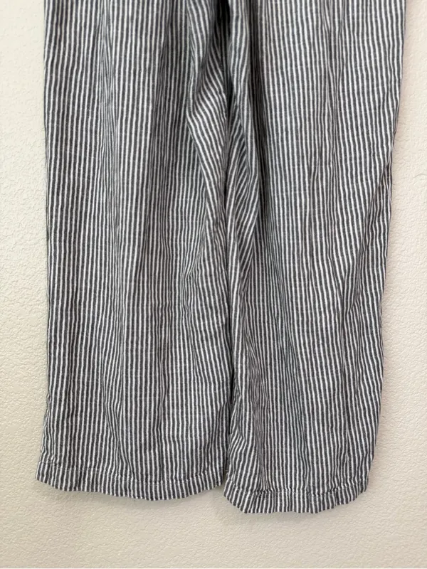 Old Navy Linen Cotton Blend High-Waisted Striped Wide-Leg Pants, Sz Large - Image 8