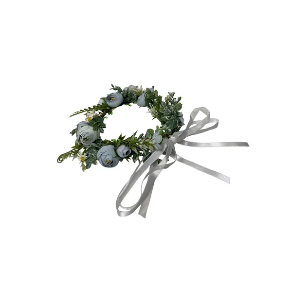 Dusty Blue Floral Crown Flower Halo Adjustable Ribbon Wedding Festival Boho‎ - Image 8