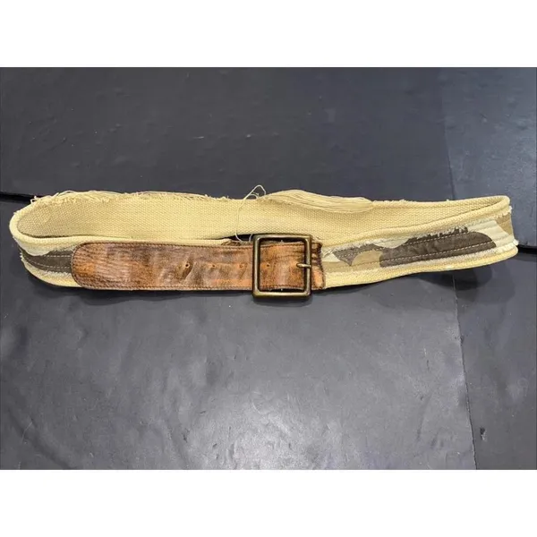 Vintage Old‎ Navy Camo Cargo Leather BOHO Hippie Skater Streetwear Y2K Belt - Image 4