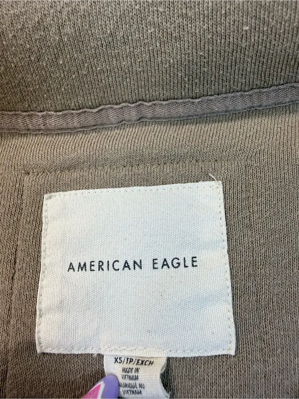 American Eagle Oversize Brown Sweater Button Henley Chevron Textured Pullover XS - Image 3