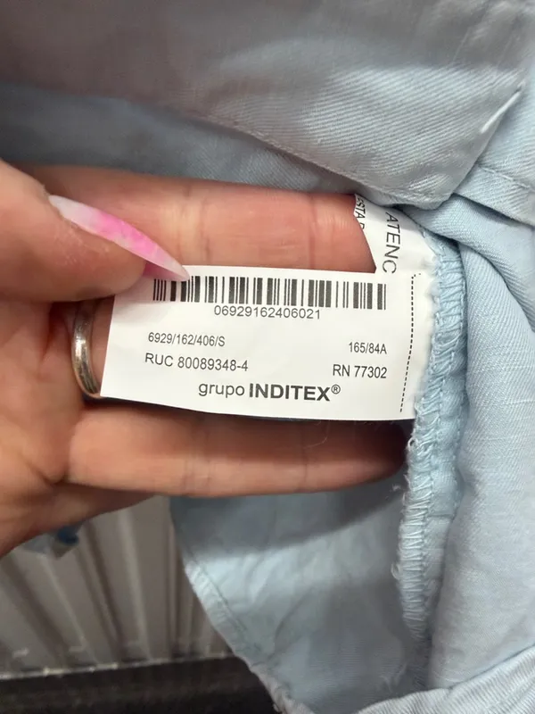 Zara Pale Blue Button-Front Top S - Image 3