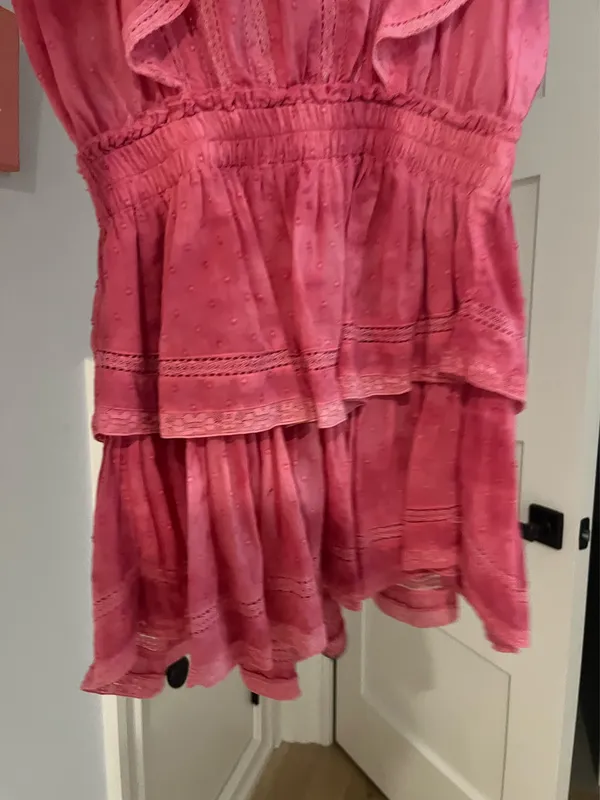 Love Shack Fancy Mini Dress Pink Ruffle - Image 3