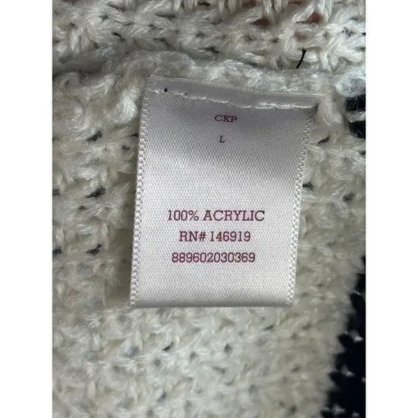 SO Heritage Women's Striped Knit Sweater Size L Black Cream Blue Casual‎ - Image 7