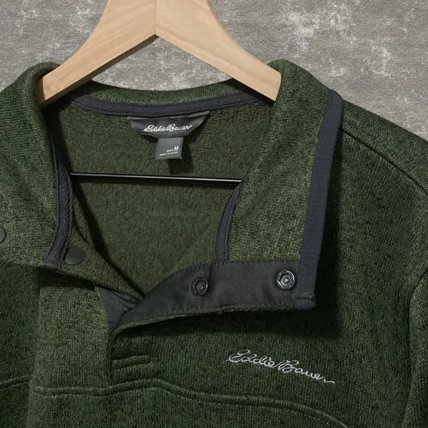 Eddie Bauer | Radiator Fleece Snap Mock Pullover Green Long Sleeve Size M - Image 2