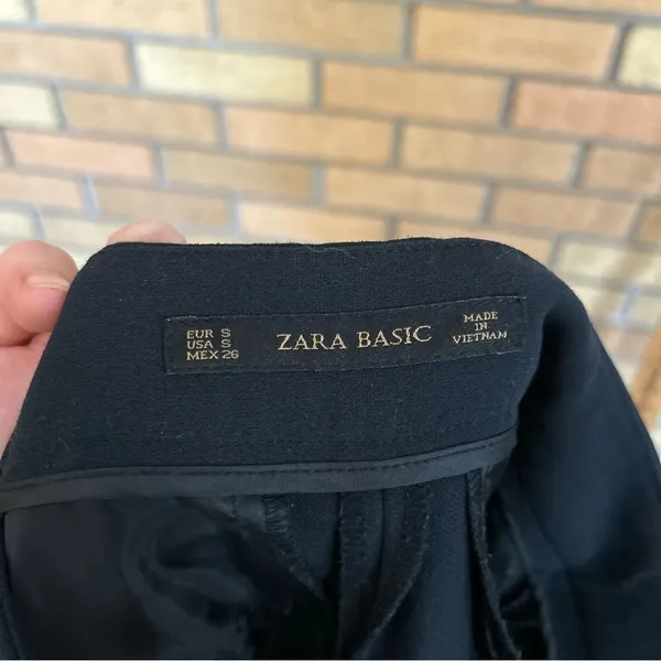 Zara Basic Cropped Slit Flare Wide Pants Black Women’s Size Small - Image 3