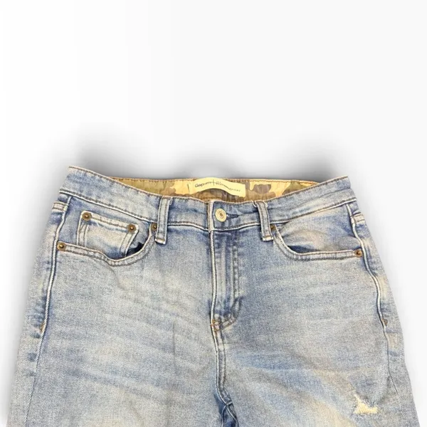 Gap 1969 Best Girlfriend Jeans 27T Light Wash Distressed Camo Trim Cuff cropped - Image 4