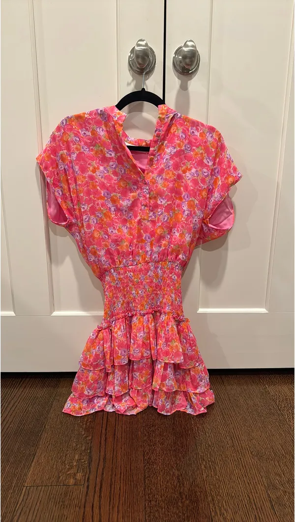 Pookie & Sebastian Reset by Jane Fran floral smocked mini dress in size small - Image 5