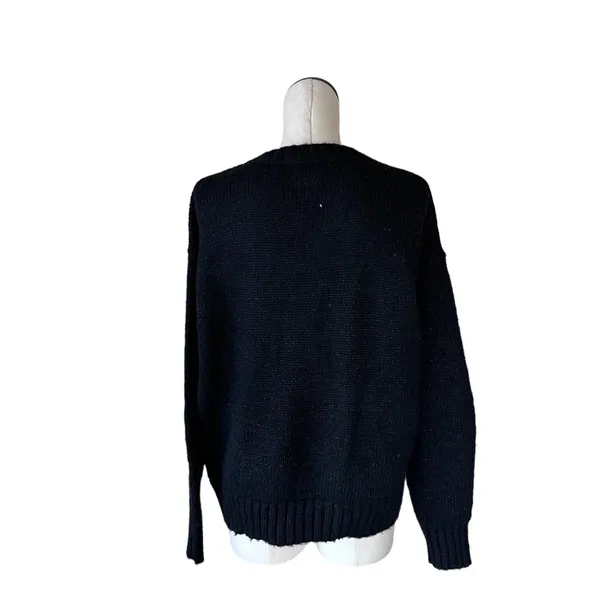 NWOT LAUREN RALPH LAUREN Black Metallic Thread Ribbed Long Sleeve Sweater - Image 10