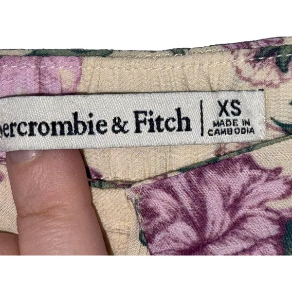 Abercrombie & Fitch Cream Green Floral Ruffle Wrap Long Midi Skirt Women Size XS - Image 7