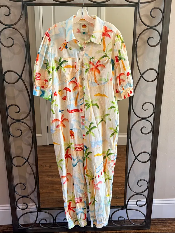 FARM Rio | Copacabana Button‎ Front Jumpsuit Size XL - Image 2