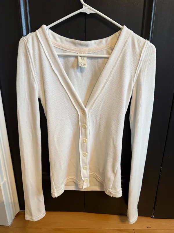 We The Free Ivory Button-Front Long Sleeve Top - Image 2