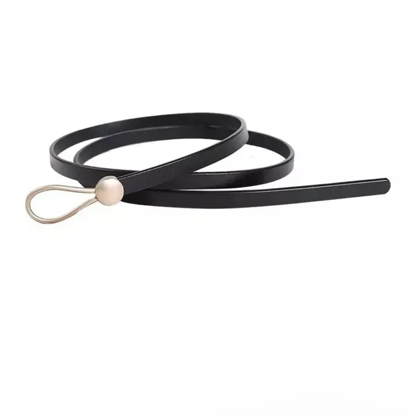Black Trendy Knotted Skinny Thin Belt For Women Classic Solid Color Faux Leather - Image 6