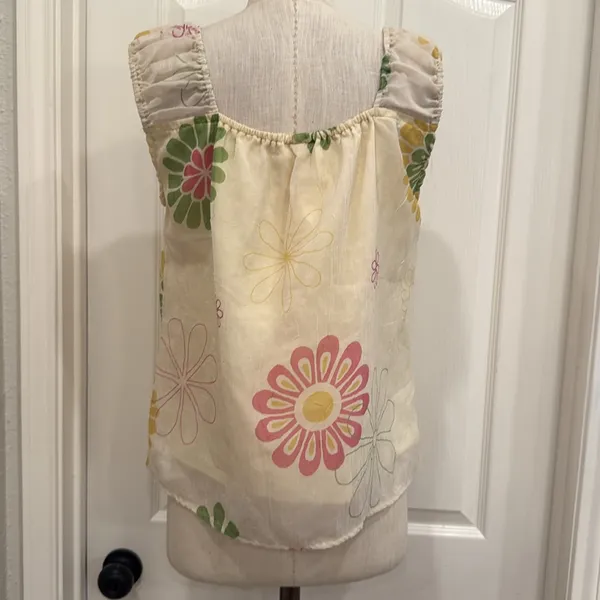 Vintage Y2K funky daisy print blouse Yellow Size M - Image 4