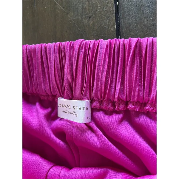 Altar'd State Plisse Wide Leg Pants Womens Size XS Hot Pink Pleated Y2K Satin - Image 6