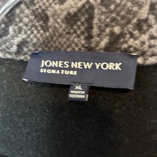 Jones New York Gray Snakeskin Wool Blend Button Front Coat Edgy Womens XL - Image 4