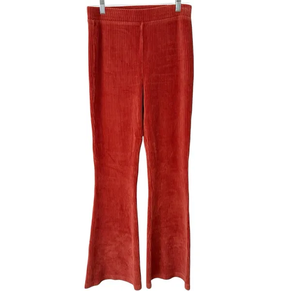 Aerie Groove On Velour High Waisted Flare Pants Size Medium Burnt Orange - Image 5