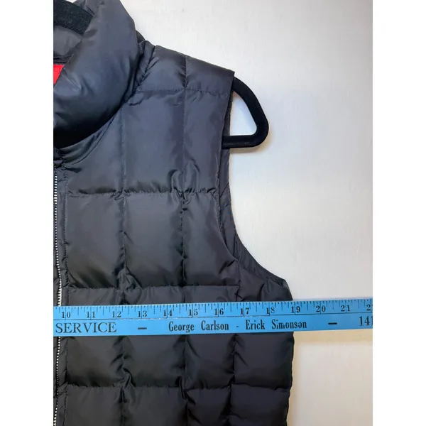 Gap Black Down Puffer Vest Medium Quilted Full Zip Red Lining RN54023 - Image 5
