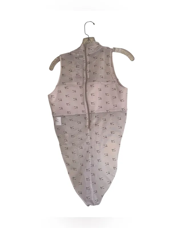 NWT NIKE AIR PRINTED MOCK-NECK BODYSUITSheer Mesh AOP Large Tank Brown - Image 10