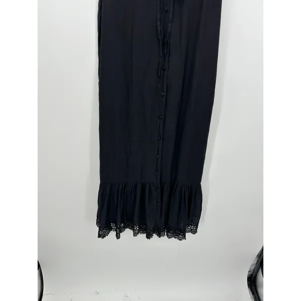 Roolee Womens Black‎ Maxi Button Front Dress Size XS Lace Goth Grunge Witchy - Image 3