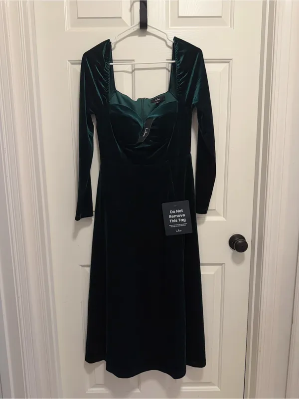 Lulus Precious Impression Emerald Green Velvet Bustier Midi Dress Size Large - Image 3