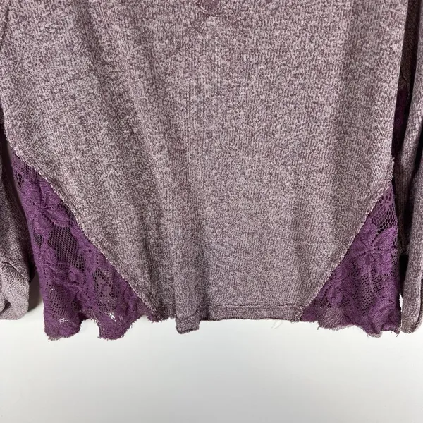 Free People We The Free Purple Sweater‎ Top Lace Sides Womens M - Image 3