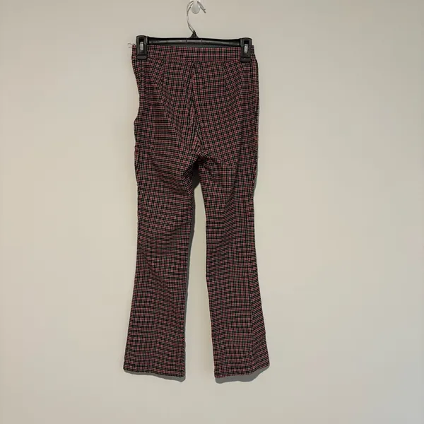 Urban Outfitters Plaid Stretch Crop Kick Flare Pants‎ red black Sz 0 - Image 3