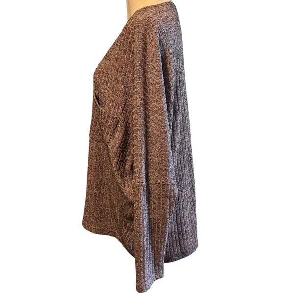 She + Sky Women Pullover Knit Crop Sweater SZ M Multicolor Metallic Oversized - Image 5