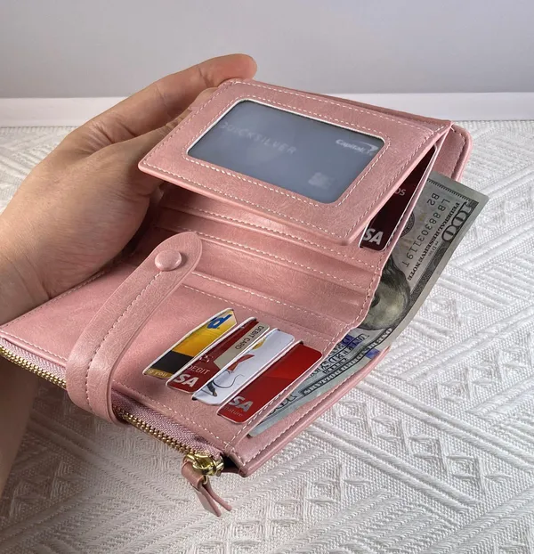 Wallet for Women,Trifold Snap Closure Wallet,Credit Card Holder Coin Purse - Image 8