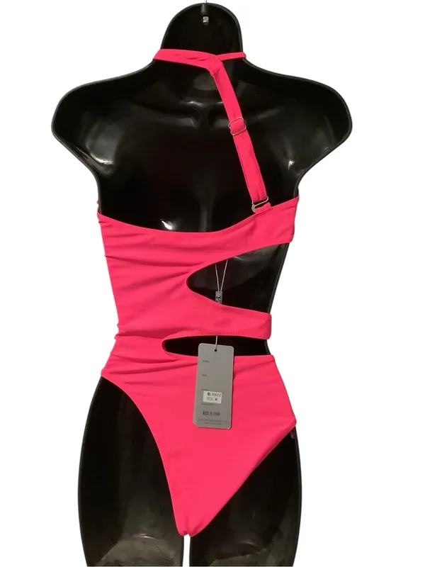 Hot Pink Asymmetric Cutout One-Piece Swimsuit Brand New - Image 4