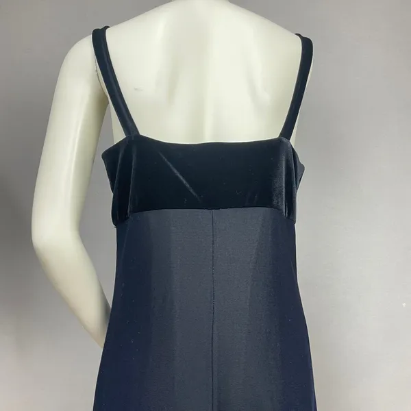 Vintage 90s Prom Dress Velvet FLAWS Empire Waist Sparkly Mesh Evening Blue Black - Image 5