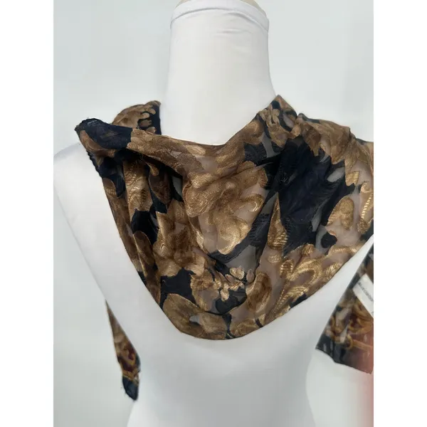 Vtg Liz Claiborne Black Floral Sheer Scarf Evening Cottagecore Grandma Coastal - Image 8