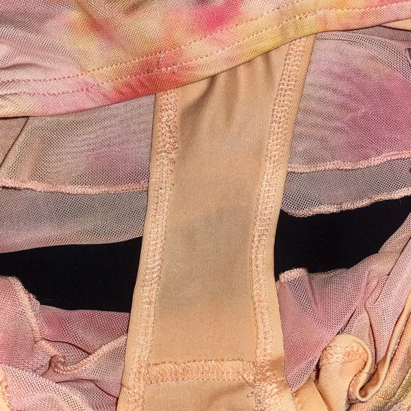 New Pink Vintage Y2k Pink Orange Tie Dye Mesh Lined Mini Skirt Size Medium - Image 4