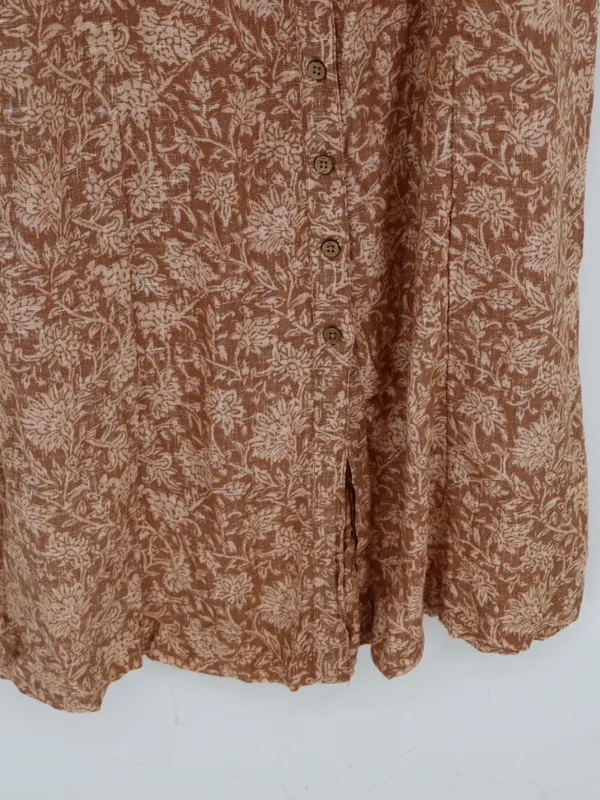 Faherty Kendall Palms Linen Maxi Dress Women’s Small Brown Tie Strap Button - Image 9