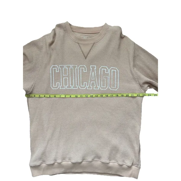 Aerie Womens Medium Waffle Knit Long Sleeve Pullover Crewneck Chicago Loungewear - Image 12