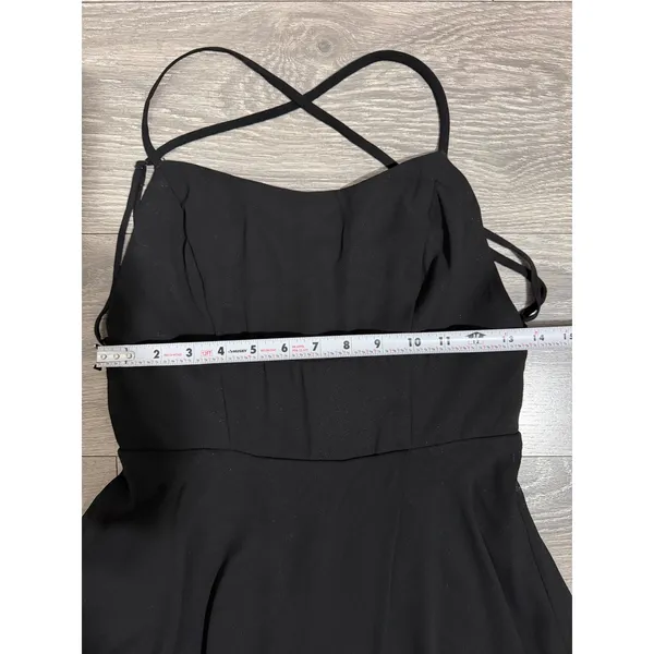Lulus Black Sparkly Chiffon Maxi Dress Small Square Neck Open Back Side Slit - Image 8