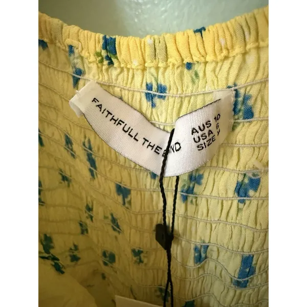 NWT‎ FAITHFULL THE BRAND Bette Floral Midi Dress in Yellow Size M (US 6) $189 - Image 9