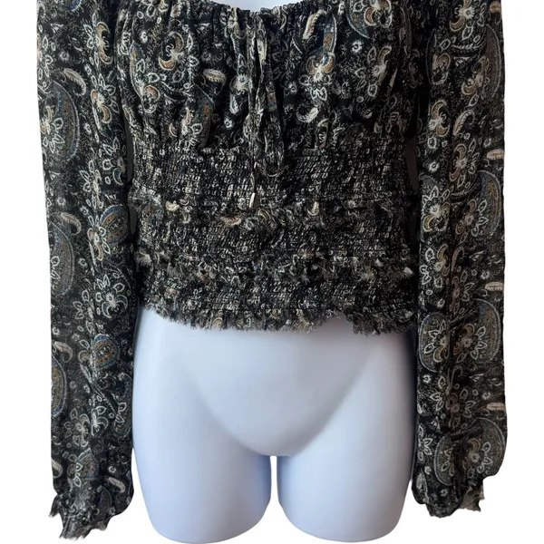 Free People Lolita Peasant Blouse Dark Floral Combo Milk Maid Dark Romantic S - Image 4